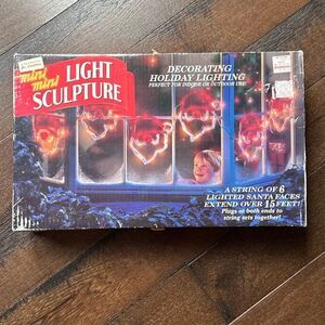 Vintage 1990s Mr Christmas mini mini light up sculpture string lights Santa face